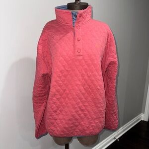 Women's Orvis Red Quilted 1/4 Pullover Sweater sz XL